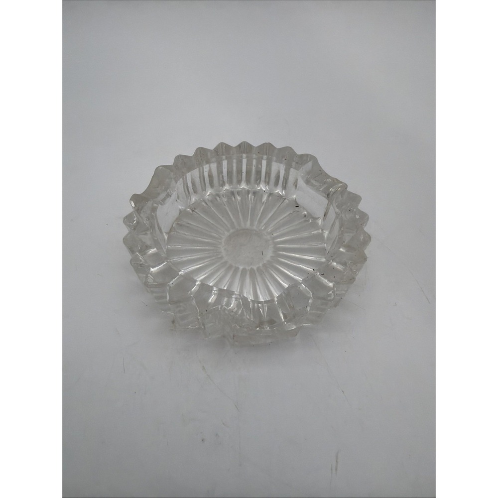 Vintage Ash Tray Clear Glass Small Round